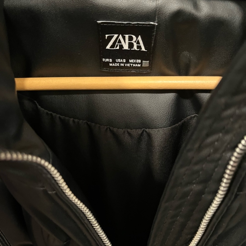 Zara Leather Puffer Jacket, almost brand new- wore only once.